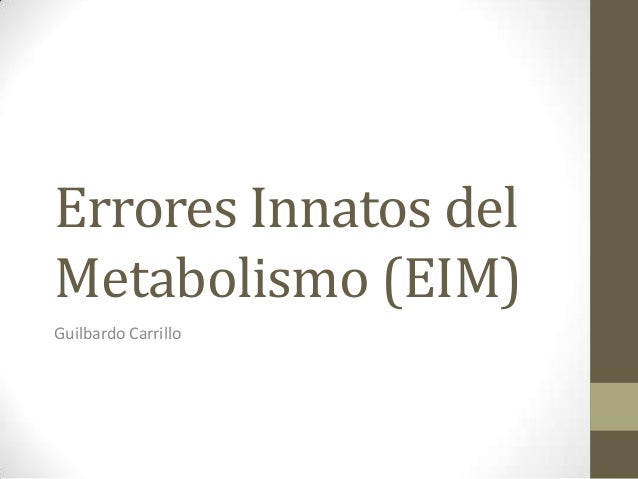 error innato del metabolismo